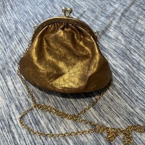 Elegant Gold Leather Chain Clutch